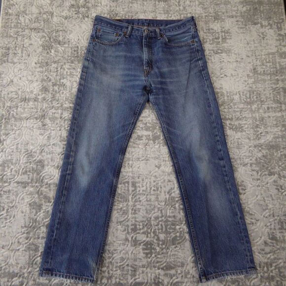 Levi's Other - Levis 505 Jeans Mens 33x30 Blue Solid Denim Straight Distressed Workwear Adult